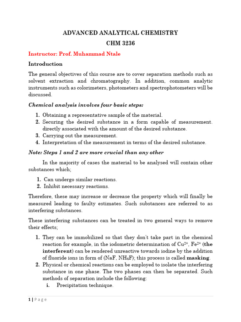 Solvent Extraction in Analytical Chemistry | PDF | Chromatography ...