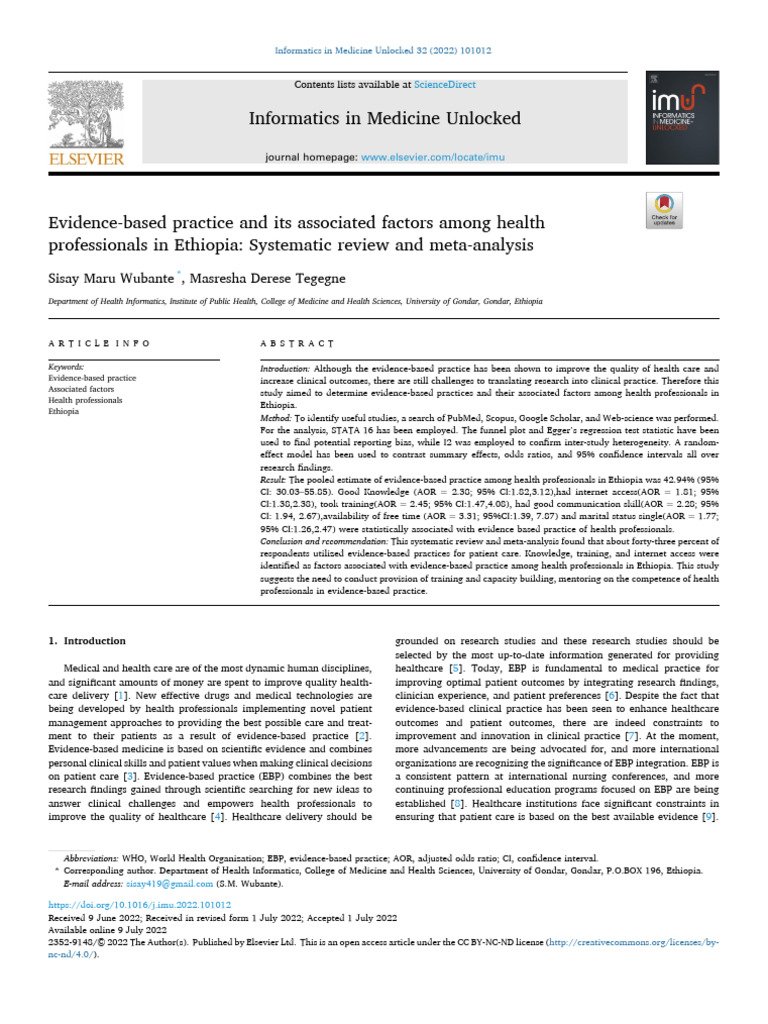 1 s2.0 S2352914822001551 Main | PDF | Evidence Based Medicine ...