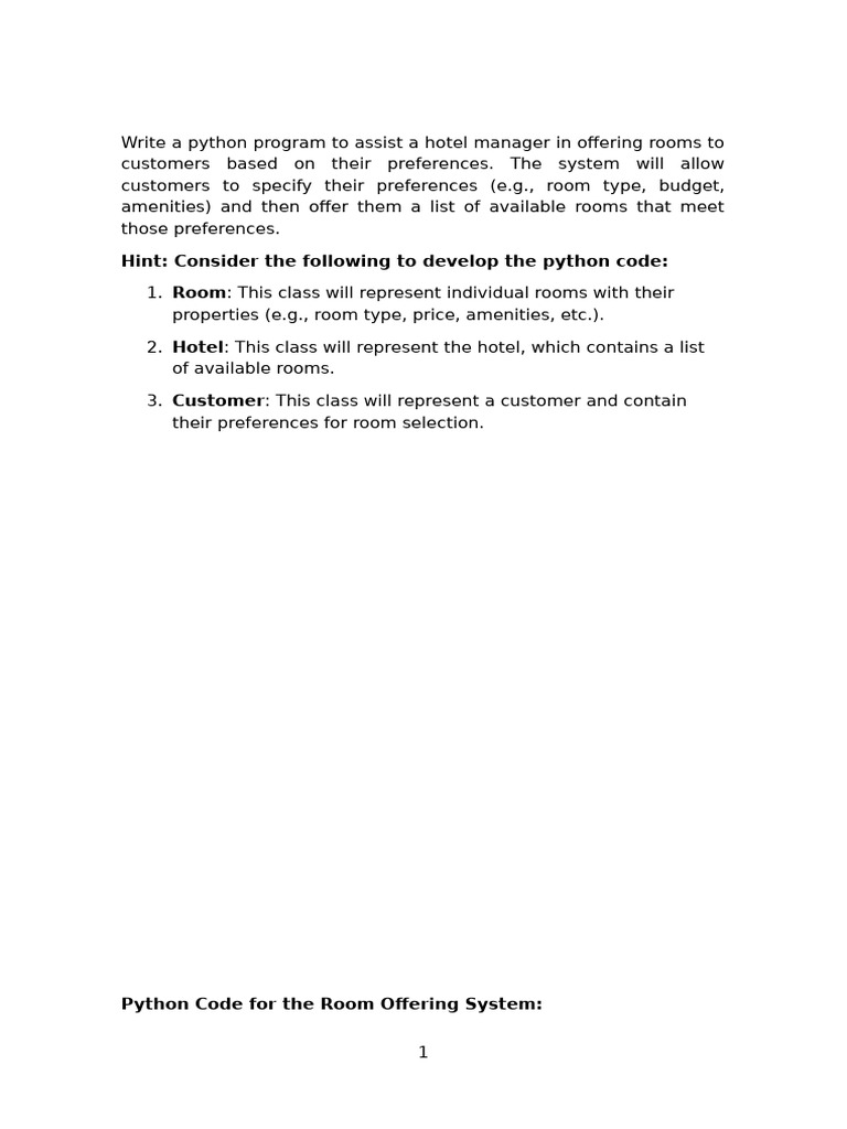 Python Hotel Room Offering System | PDF | Computer Programming ...