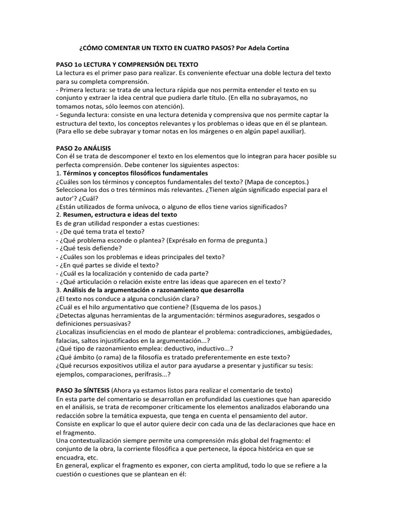 Cómo Comentar un Texto en 4 Pasos | PDF | Comprensión | Falacia