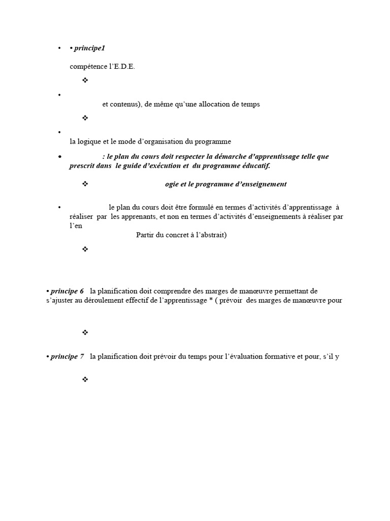 Principes de Planification Pédagogique | PDF