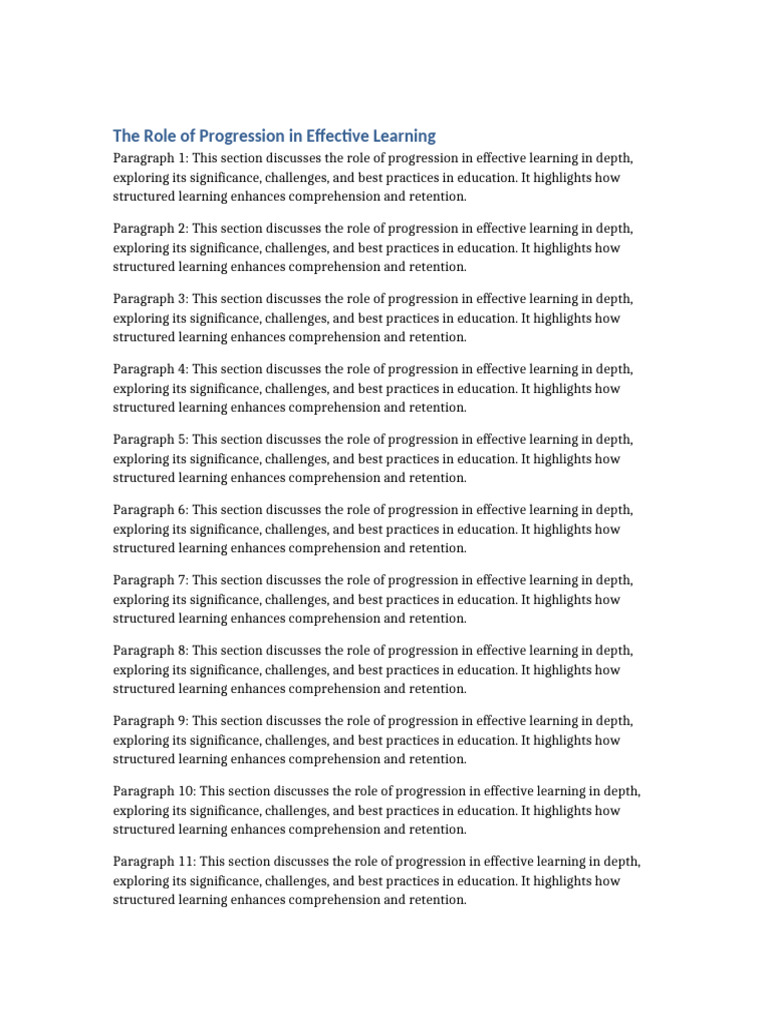Progression's Impact on Learning Effectiveness | PDF | Learning ...