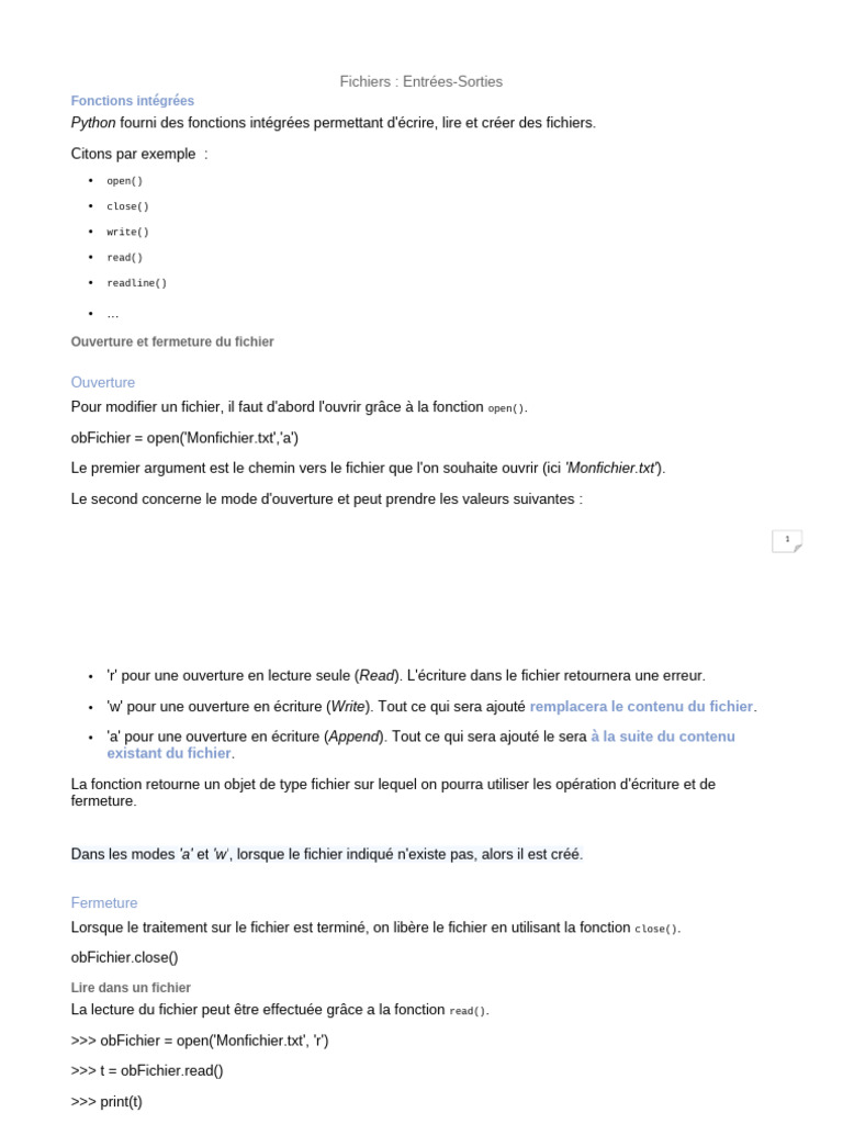 Fonctions de gestion de fichiers en Python | PDF | Sauvegarde ...