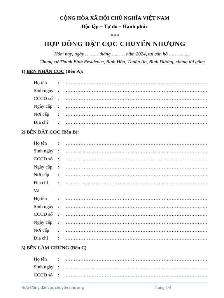 HD Dat Coc Chuyen Nhuong | PDF