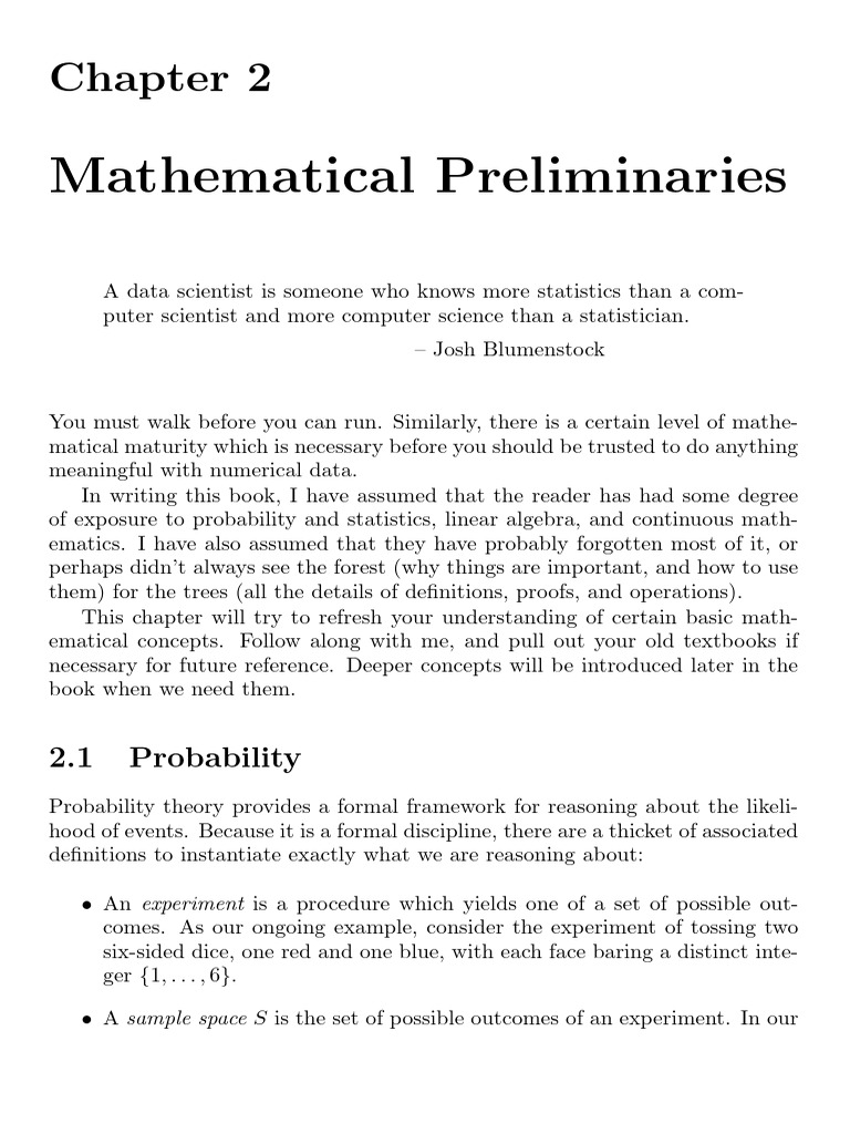 Mathematical Foundations for Data Science | PDF | Mean | Probability ...