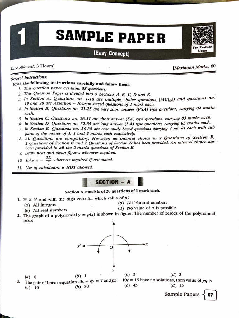 Sample Paer Class 10 | PDF
