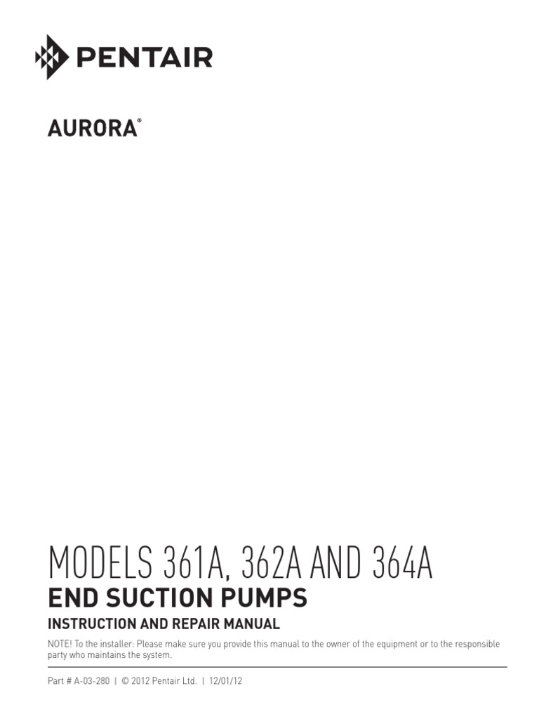 End Suction Pumps Manual 361A-364A | PDF | Pump | Bearing (Mechanical)