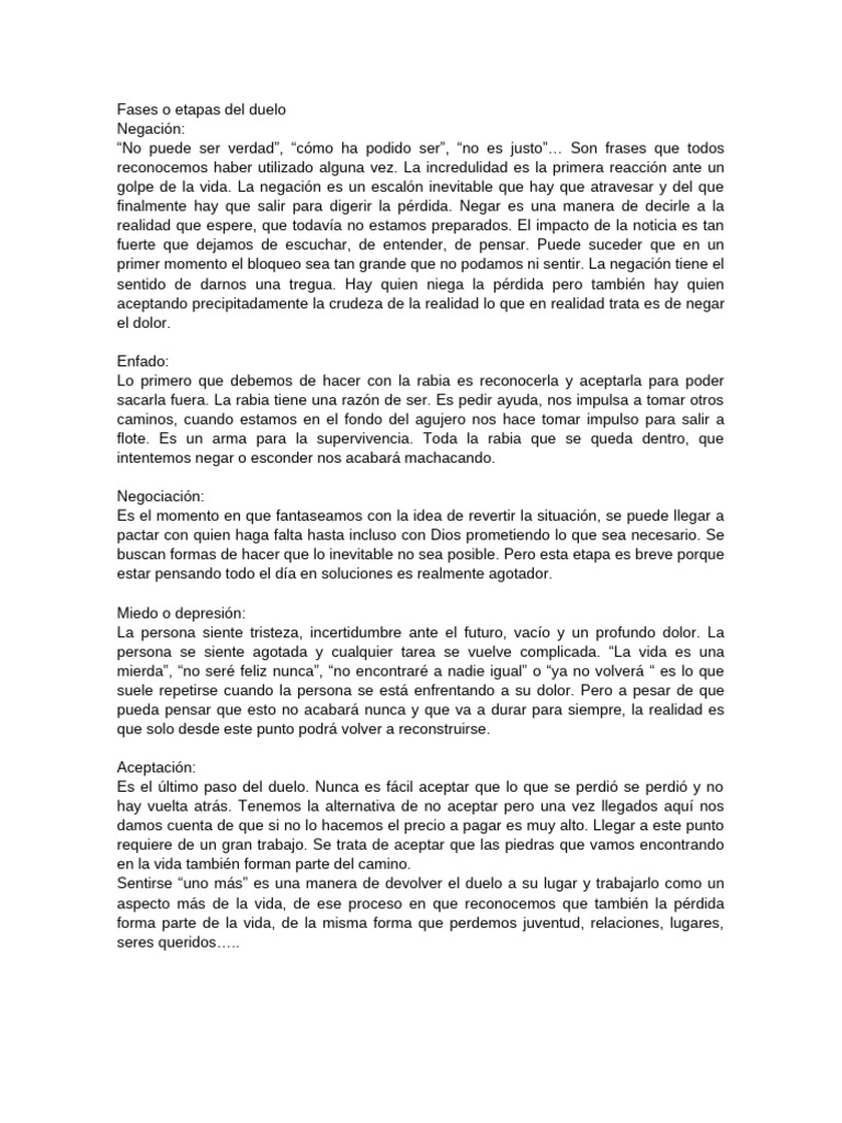 Etapas del duelo y el perdón emocional | PDF | Dolor | Perdón