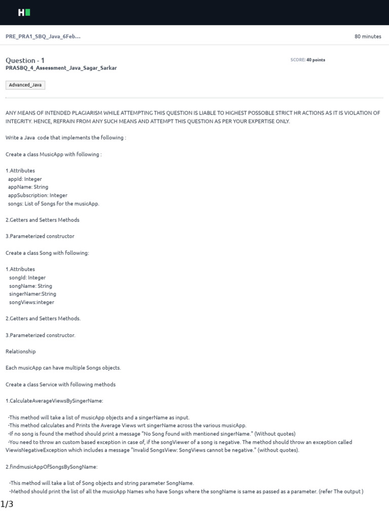 SBQ Assessment: Java Music App Design | PDF | Constructor (Object ...