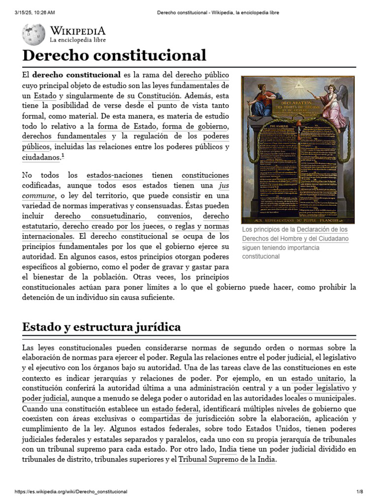 Derecho Constitucional - Wikipedia, La Enciclopedia Libre | PDF | Ley ...