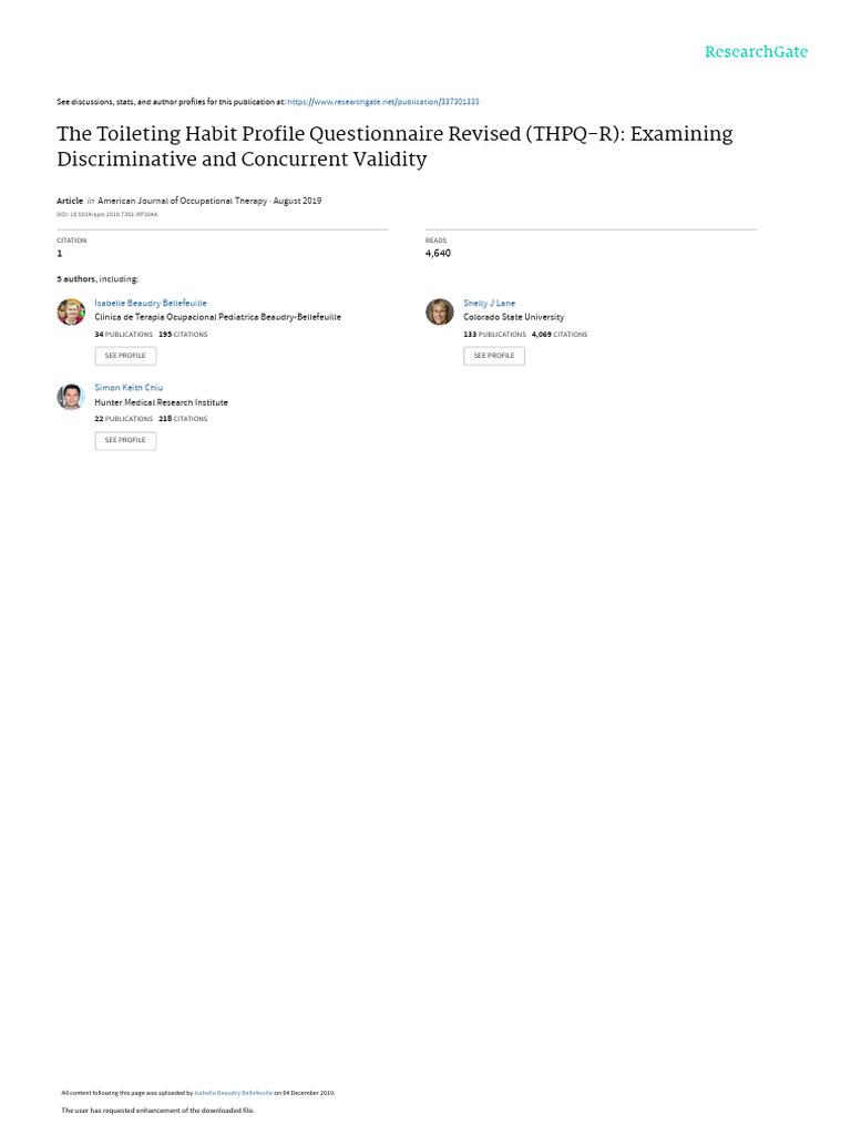 Beaudryetal 2019THPQ-RDiscriminativeandConcurrentValidity | PDF ...