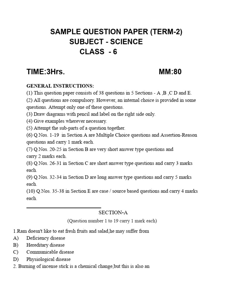 Class 6 Science Term-2 Question Paper | PDF | Rust | Magnet