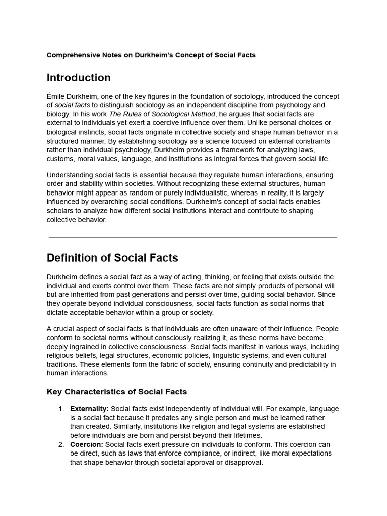Understanding Durkheim's Social Facts | PDF | Émile Durkheim | Institution