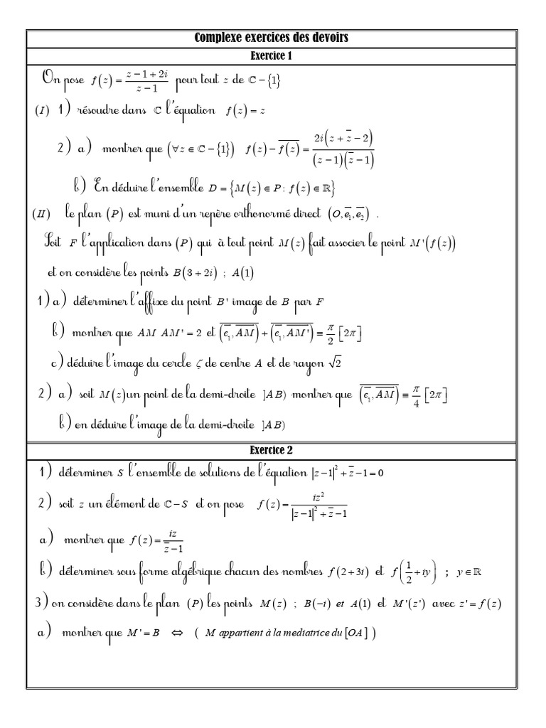 Exercices complexes de mathématiques | PDF | Nombre complexe | Racine ...