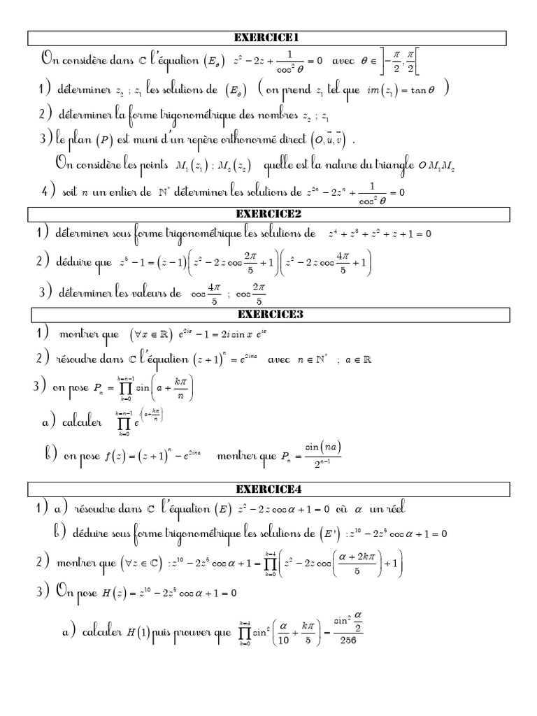Complexes Exercices 24-25 | PDF | Nombre complexe | Racine carrée