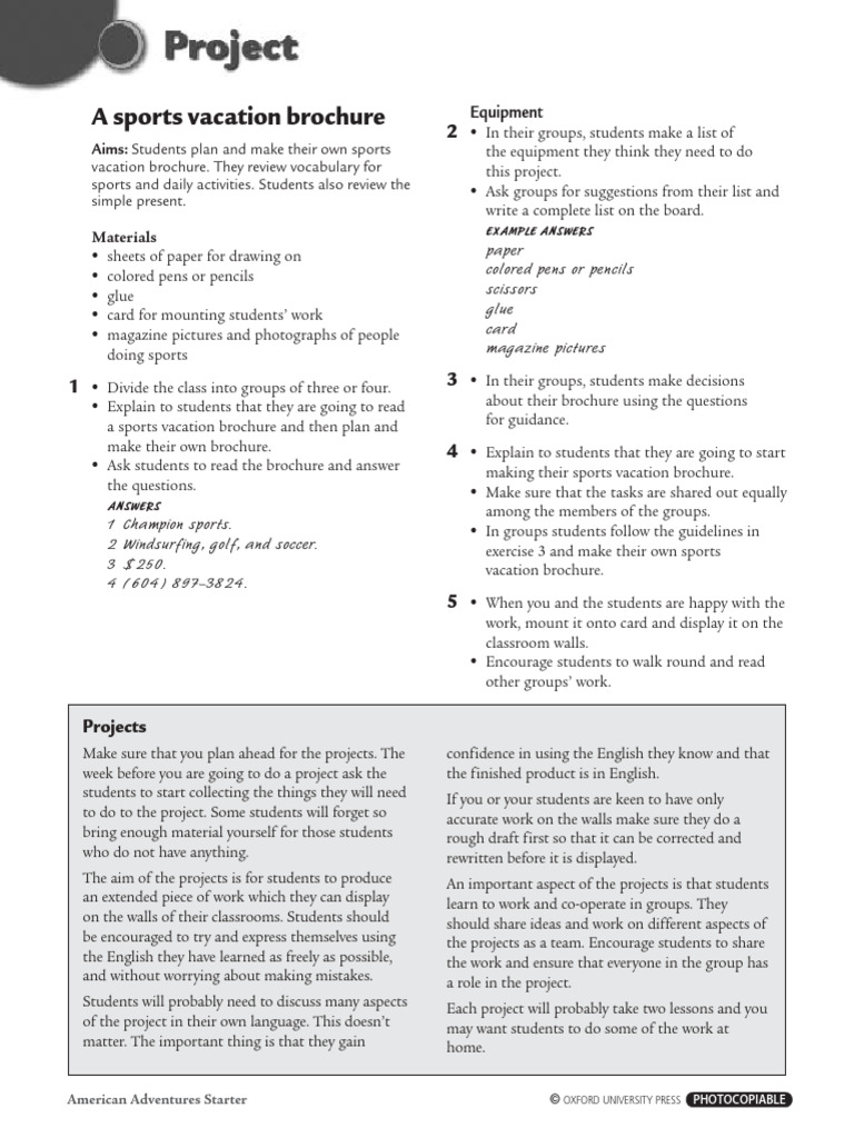 Create Your Own Sports Vacation Brochure | PDF | Learning