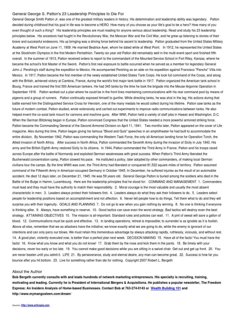 Patton Leadership Principle Pdf George S Patton Tanks