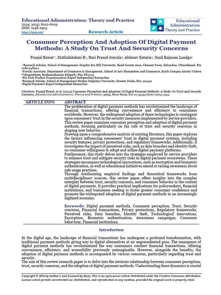Consumer Perception and Adoption of Digital Payment Methods | PDF ...