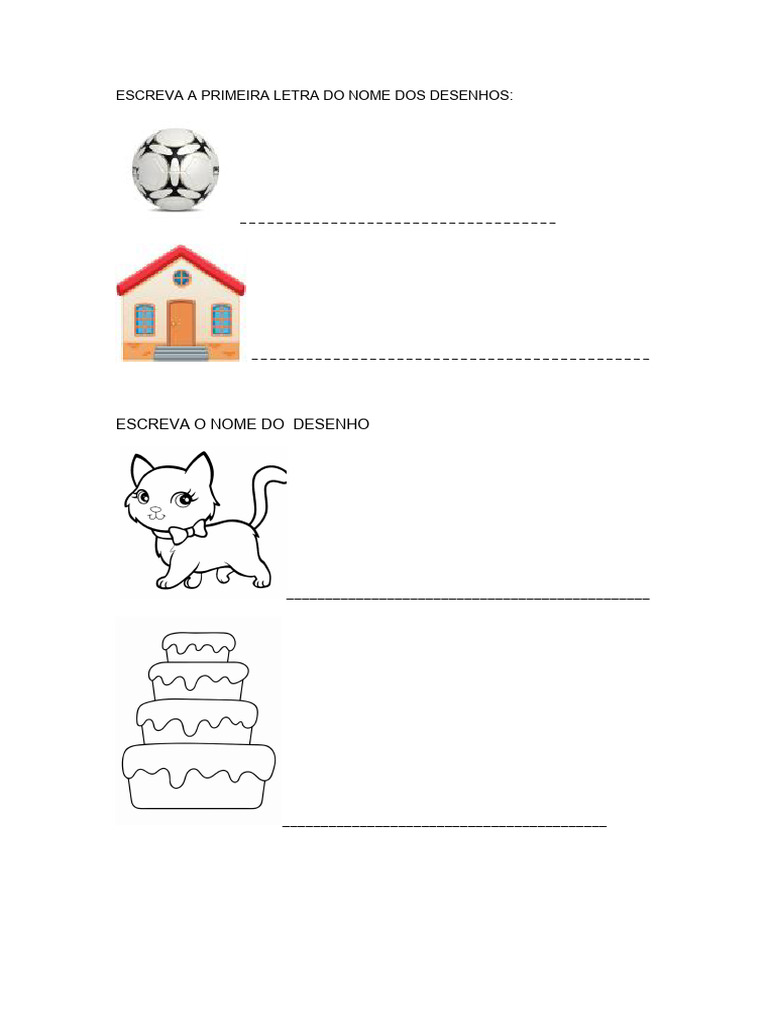 Atividade de Escrita para Desenhos | PDF
