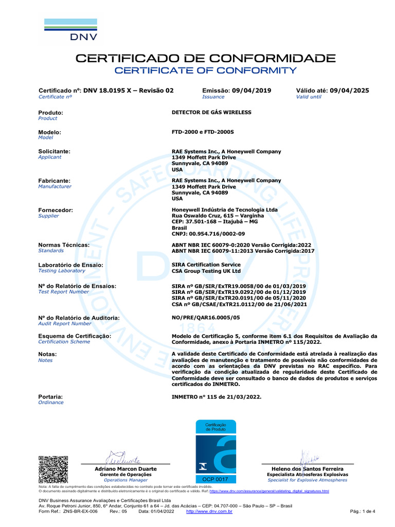 Certificado de Conformidade FTD-2000 | PDF | Eletricidade | Engenharia ...