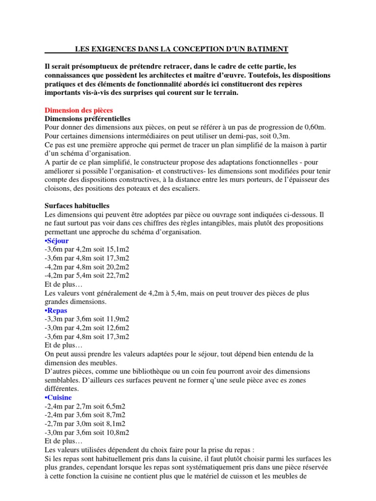 Quelques Valeurs A Respecter Dans La Conception D Un Batiment | PDF ...