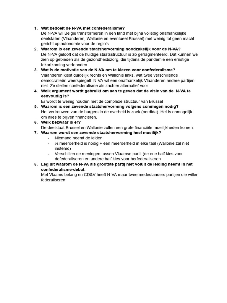 N-VA Vragen | PDF