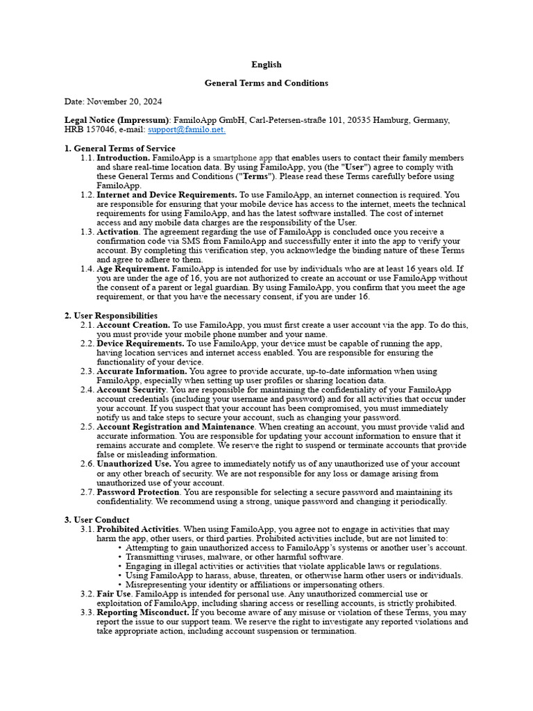 Terms and Conditions Familonet | PDF | Legal Liability | Indemnity