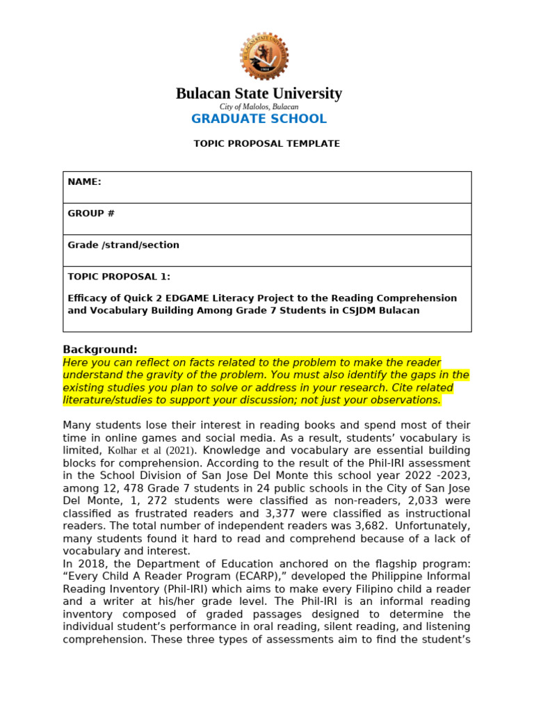 NEW-TOPIC-PROPOSAL-TEMPLATE | PDF | Reading Comprehension | Artificial ...