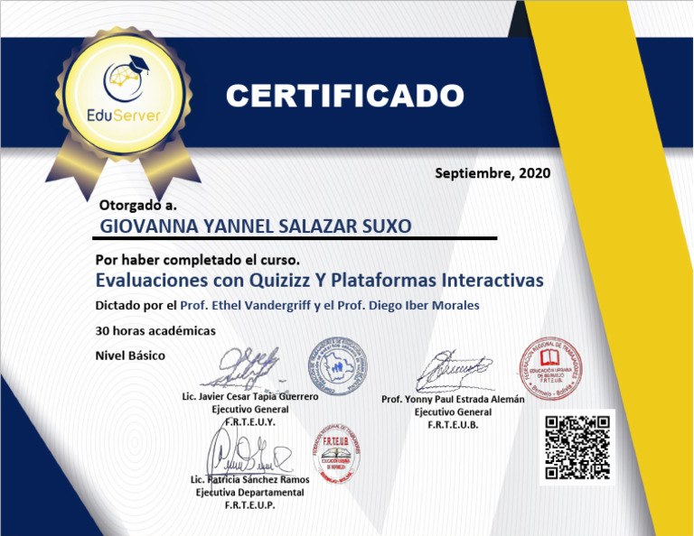 Certificado Curso Quizizz Básico | PDF