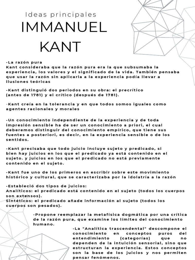 Ideas clave de la razón pura de Kant | PDF | Immanuel Kant | A priori y ...