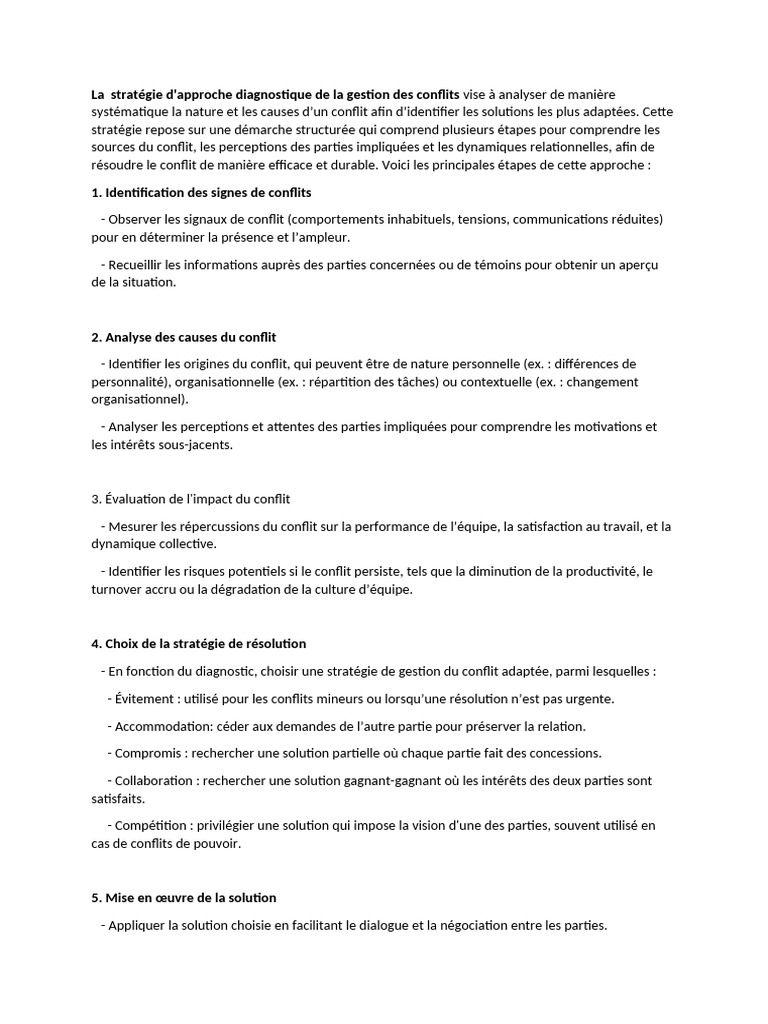 Stratégie de gestion des conflits efficace | PDF | Résolution de conflit