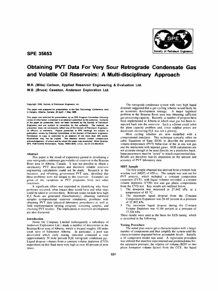 PVT Data for Sour Gas Reservoirs | PDF | Petroleum Reservoir | Sulfur