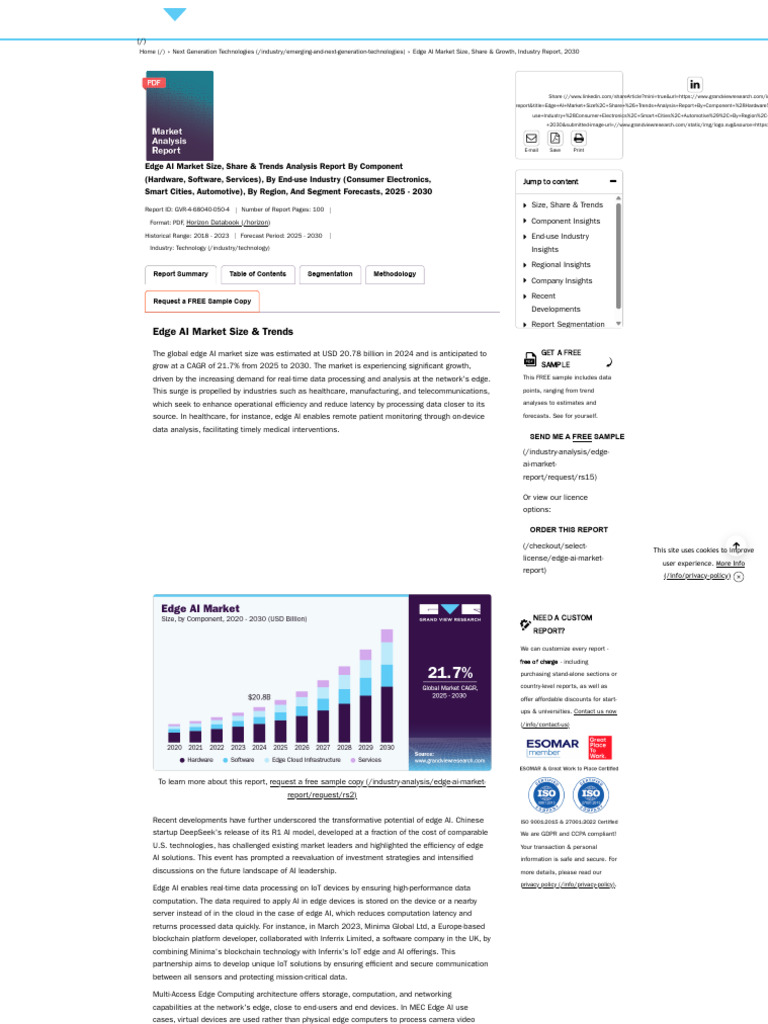 Edge AI Market Size, Share & Growth - Industry Report, 2030 | PDF ...