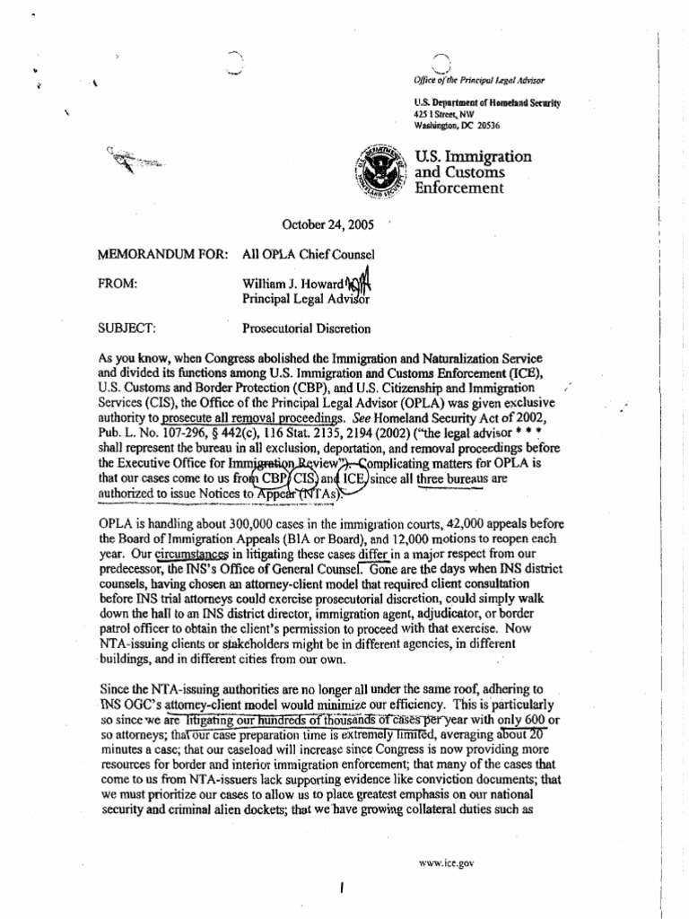 DHS OPLA NTA Memo Prosecutorial Discretion | PDF