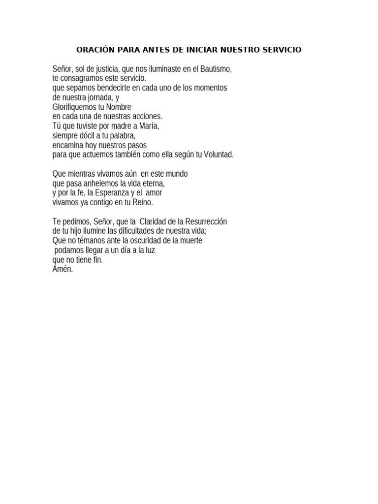 Oración para Iniciar un Servicio Sagrado | PDF