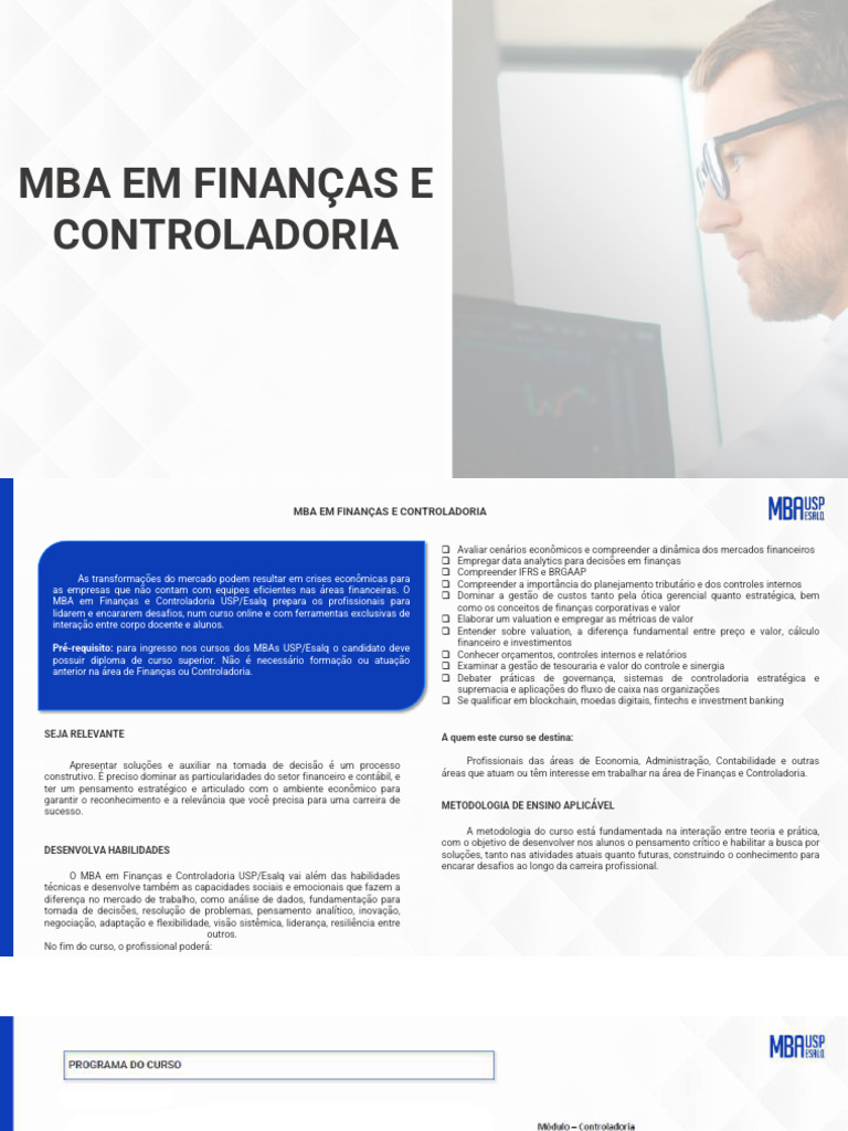 MBA em Finanças e Controladoria USP | PDF | Contabilidade | Economia