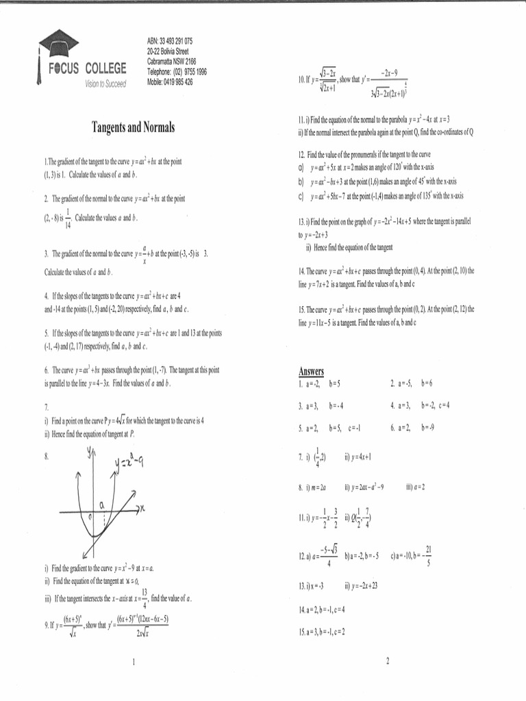 Tangents and Normals | PDF
