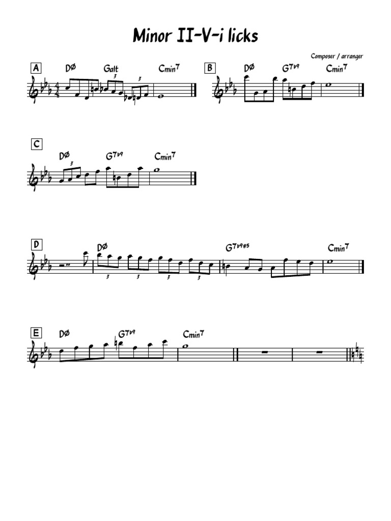 Minor II-V-I Licks Guide | PDF