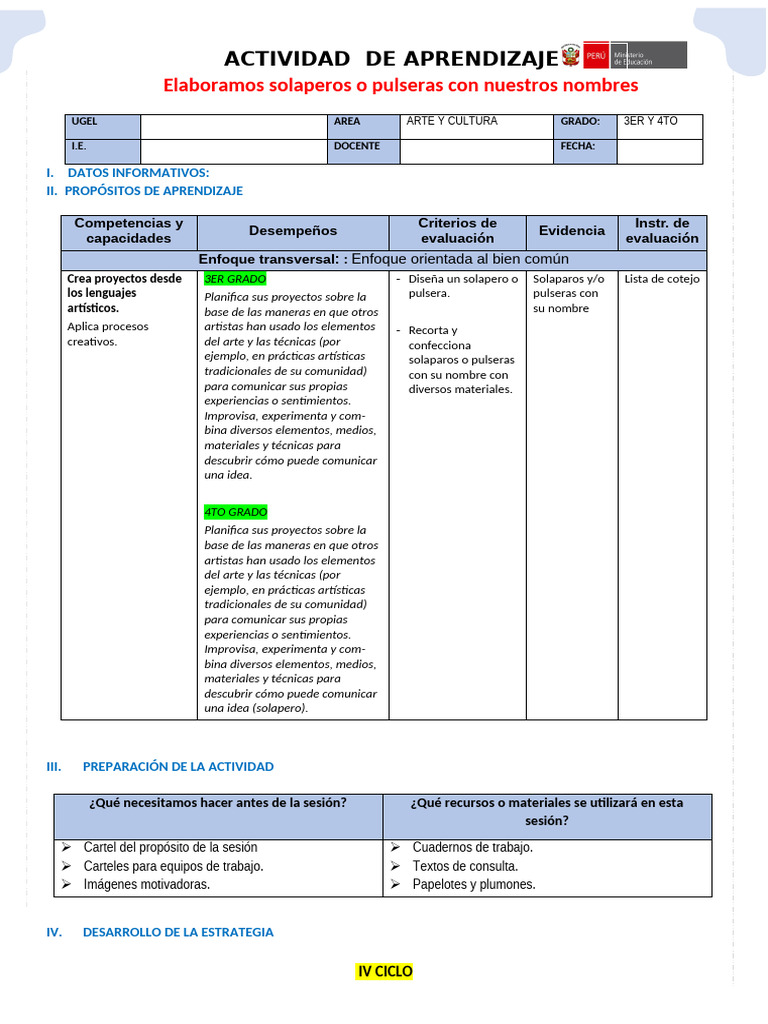 12 de Marzo - A y C - Elaboramos Solaperos Con Nuestros Nombres - Iv ...