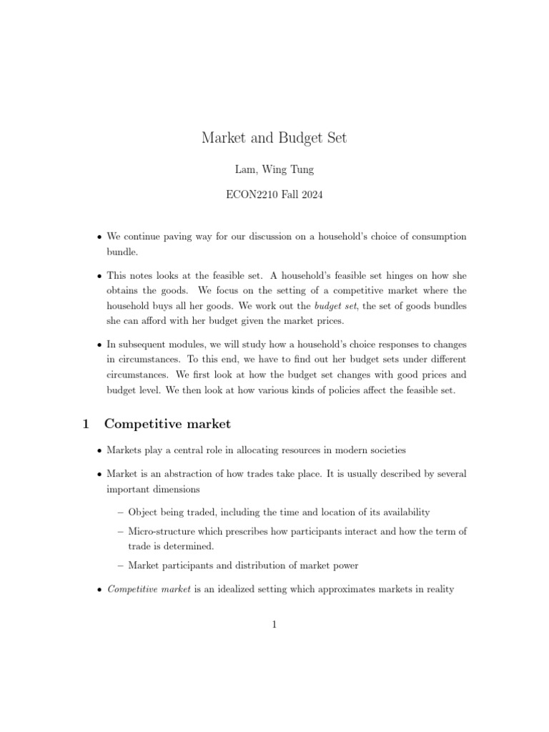 Understanding Budget Sets in Economics | PDF | Taxes | Market (Economics)