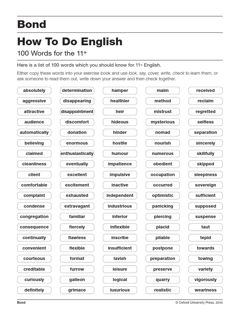 k70617 100 Word List | PDF