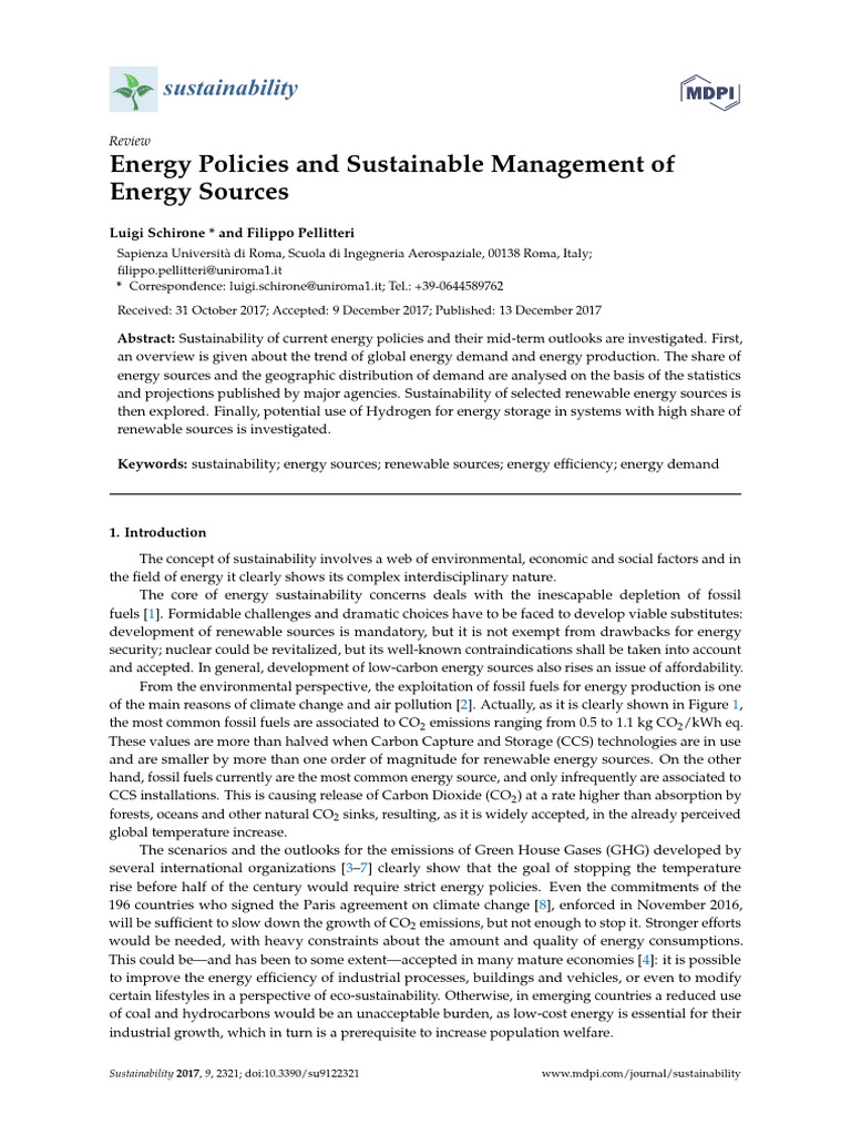 Energy Policies for Sustainable Management | PDF | International Energy ...
