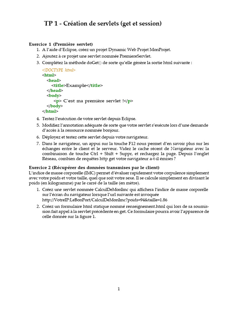 Création de servlets et gestion des sessions | PDF | Cookie ...