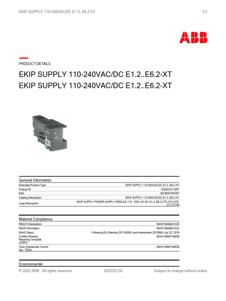 EKIP Supply Module E1.2..E6.2-XT Overview | PDF | Electrical ...