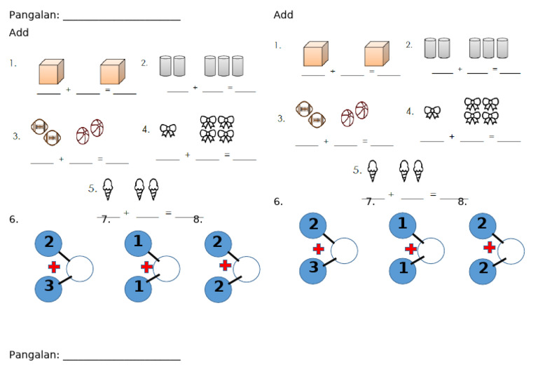 Addition Worksheet Up To 8 | PDF