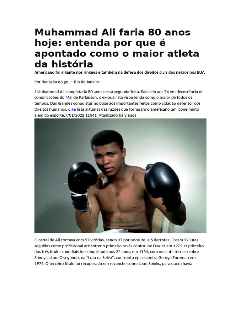Muhammad Ali: 80 Anos de Legado | PDF | Muhammad Ali Jinnah