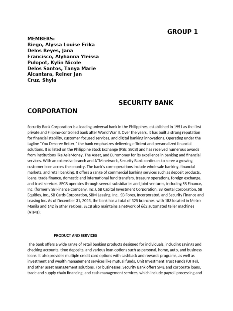 Security Bank Overview and Services | PDF | Banks | Credit Card