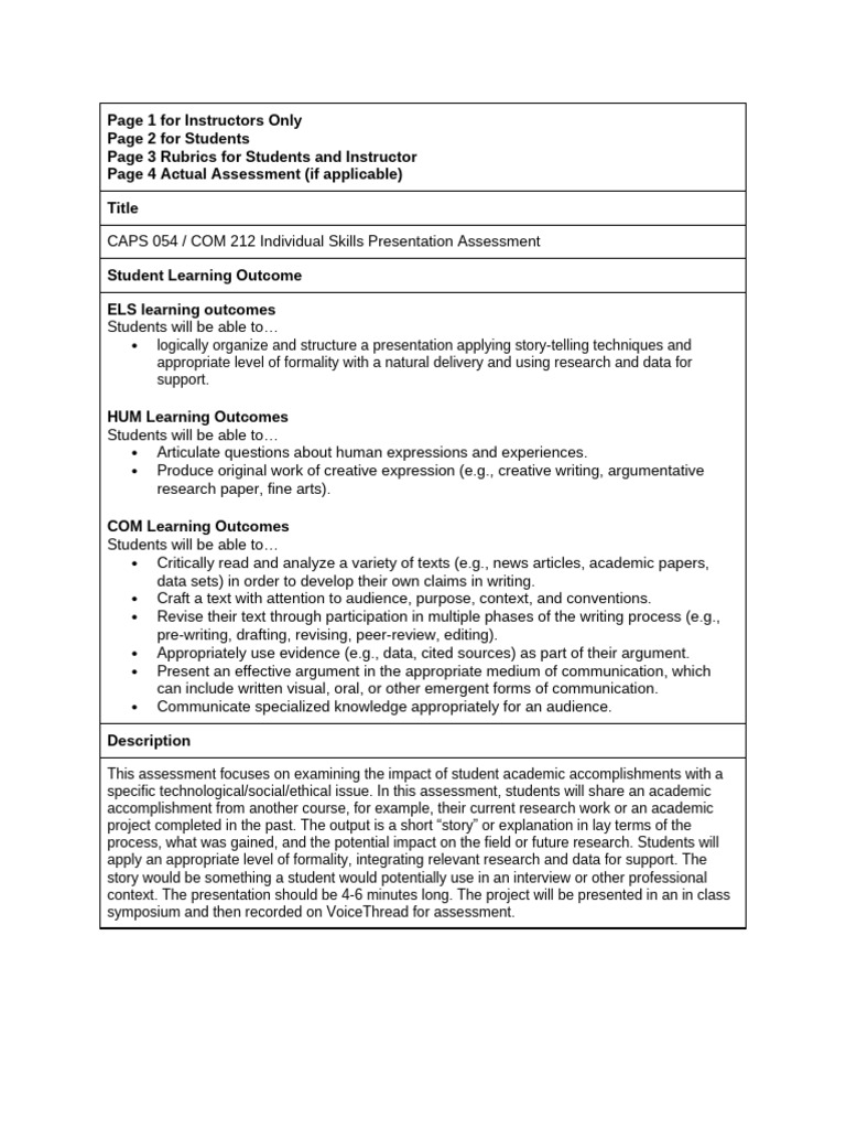 Individual Skills Presentation Guide | PDF | Communication | Data