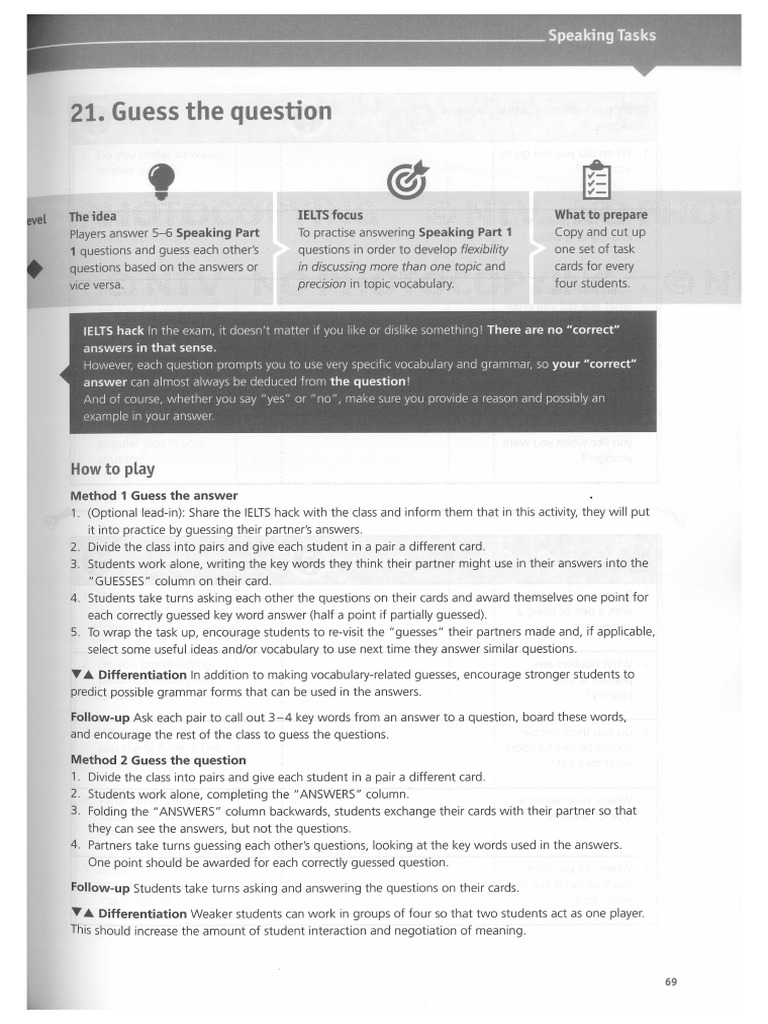 Ielts Speaking Games | PDF