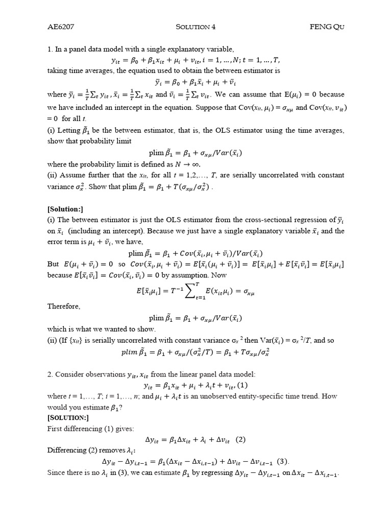 Panel Data Model Estimation Techniques | PDF | Ordinary Least Squares ...